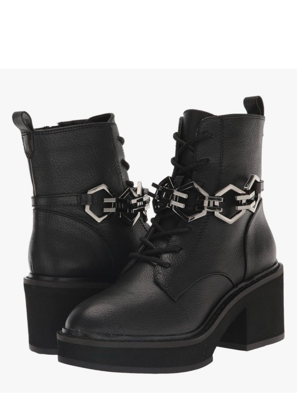 Vince Camuto Keltana Combat Ankle Boots with Silver Chain